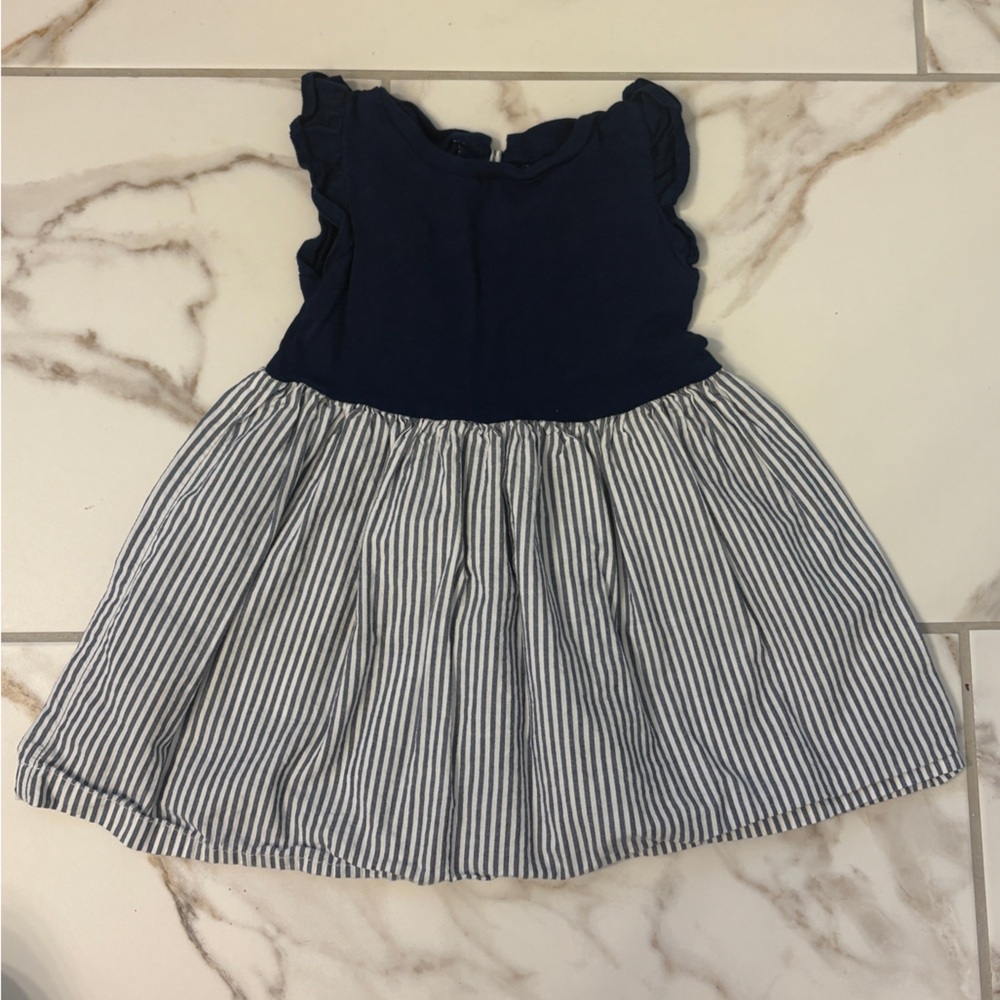 💙 Carter’s Baby Girl Dress | Navy Bodice & Striped Skirt | Size 18M